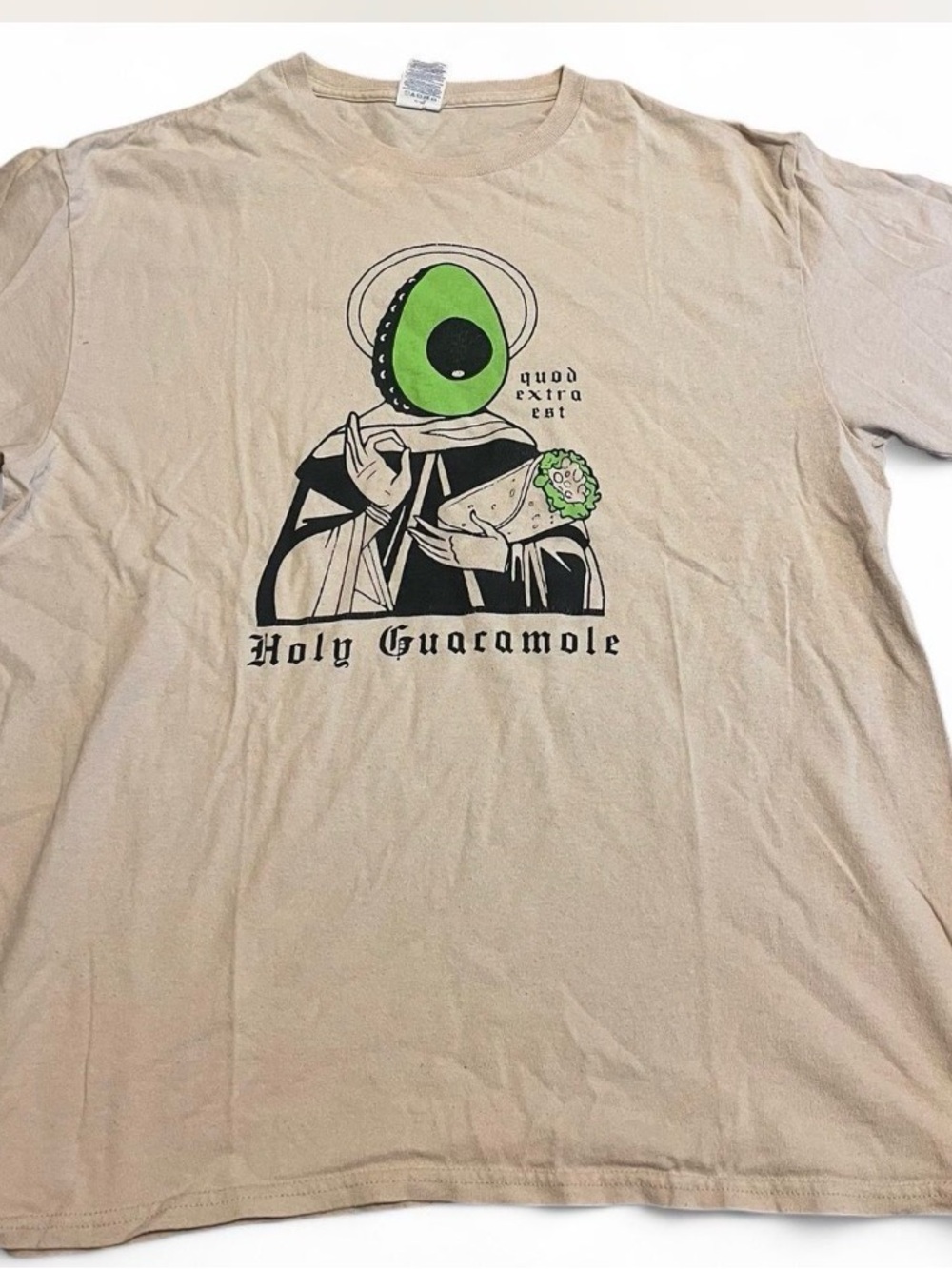 Delta Holy‎ Guacamole Graphic Tee - Tan with Green Print
